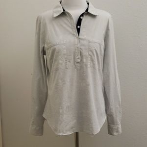 Zara Basic Dot Print Pull-Over Button Front TopT11